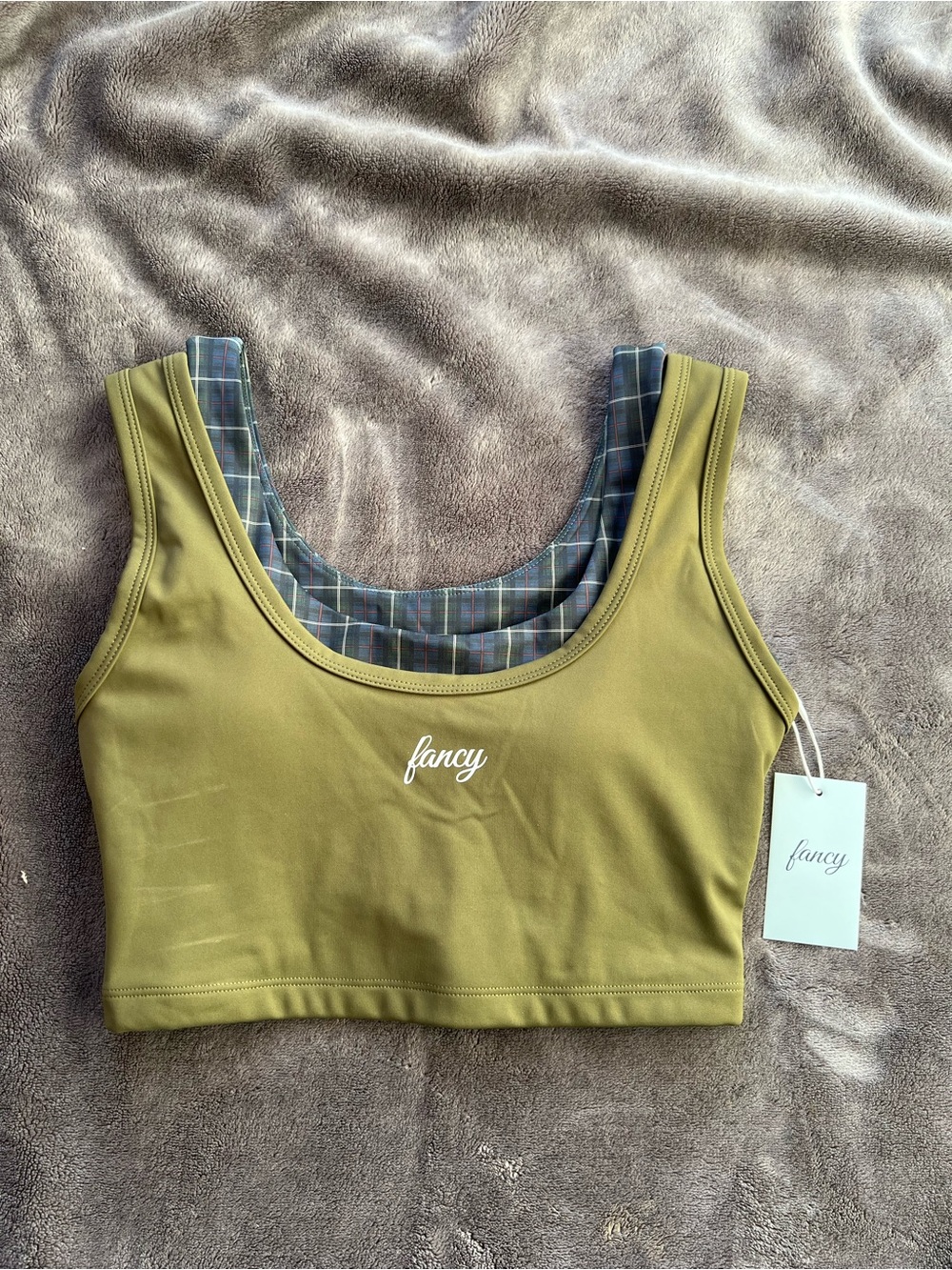 Fancy Olive Green Double Layer Sports Bralette